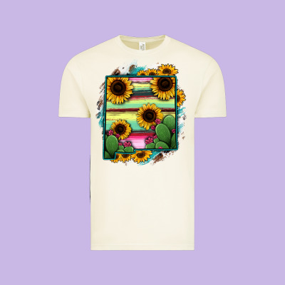 New Mexico Map Sunflower Cactus Serape Vintage Tee Designed By Ranaportraitstore