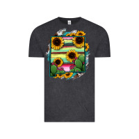 Vintage Black New Mexico Map Sunflower Cactus Serape Vintage Tee - RanaPortraitStore