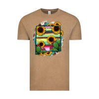 Vintage Coffee New Mexico Map Sunflower Cactus Serape Vintage Tee - RanaPortraitStore