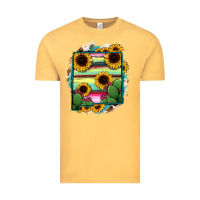 Vintage Mustard New Mexico Map Sunflower Cactus Serape Vintage Tee - RanaPortraitStore