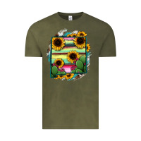 Vintage Olive New Mexico Map Sunflower Cactus Serape Vintage Tee - RanaPortraitStore