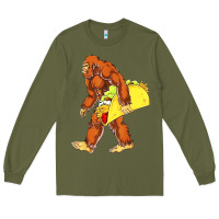 Army Green bigfoot carrying taco Long Sleeve Tee - artisFamous