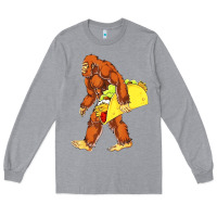 Heather Grey bigfoot carrying taco Long Sleeve Tee - artisFamous