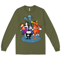 Army Green rocky & bullwinkle and friends Long Sleeve Tee - artisFamous