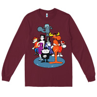 Burgundy rocky & bullwinkle and friends Long Sleeve Tee - artisFamous