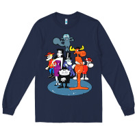 Navy rocky & bullwinkle and friends Long Sleeve Tee - artisFamous