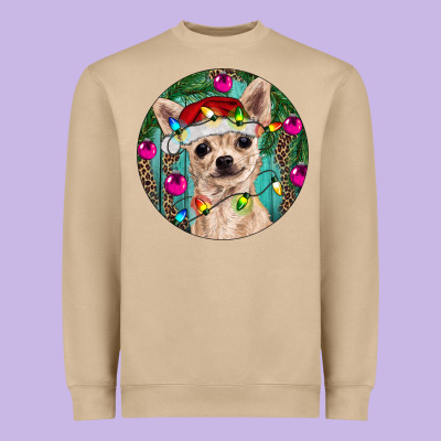 Christmas Chihuahua Heavyweight Sweatshirt Designed By Ranaportraitstore