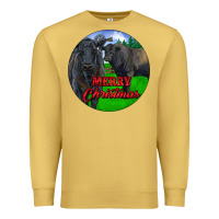 Antique Gold Black Angus Cattle and Bull Merry Christmas Premium Sweatshirt - RanaPortraitStore
