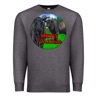 Charcoal Heather Black Angus Cattle and Bull Merry Christmas Premium Sweatshirt - RanaPortraitStore