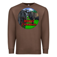 Chestnut Black Angus Cattle and Bull Merry Christmas Premium Sweatshirt - RanaPortraitStore