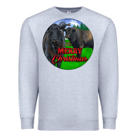 Heather Grey Black Angus Cattle and Bull Merry Christmas Premium Sweatshirt - RanaPortraitStore