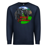 Navy Black Angus Cattle and Bull Merry Christmas Premium Sweatshirt - RanaPortraitStore