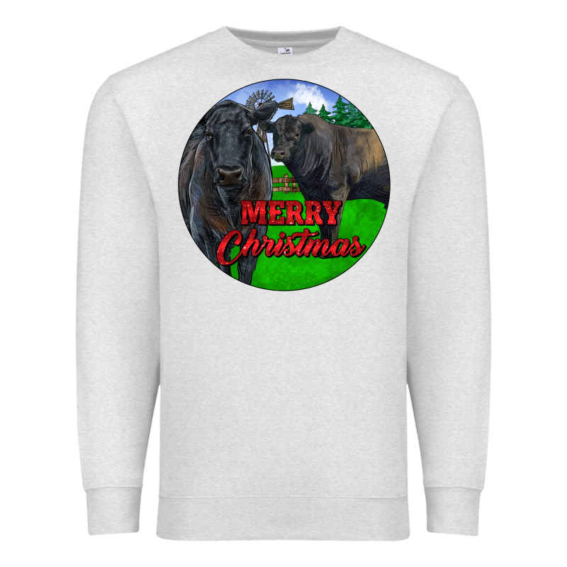 Black Angus Cattle And Bull Merry Christmas Premium Sweatshirt by RanaPortraitStore | Teevron