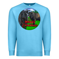Ocean Blue Black Angus Cattle and Bull Merry Christmas Premium Sweatshirt - RanaPortraitStore