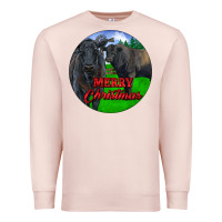 Pale Pink Black Angus Cattle and Bull Merry Christmas Premium Sweatshirt - RanaPortraitStore