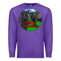 Purple Black Angus Cattle and Bull Merry Christmas Premium Sweatshirt - RanaPortraitStore