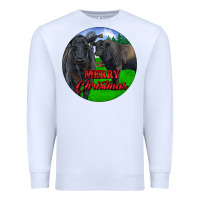 White Black Angus Cattle and Bull Merry Christmas Premium Sweatshirt - RanaPortraitStore