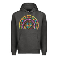 Charcoal Heather autism awareness heart leopard rainbow Premium Hoodie - Artiststas
