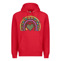 Red autism awareness heart leopard rainbow Premium Hoodie - Artiststas