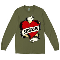 Army Green jesus love Long Sleeve Tee - artisFamous