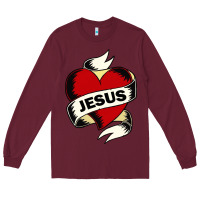 Burgundy jesus love Long Sleeve Tee - artisFamous