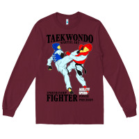 Burgundy taekwondo sport art Long Sleeve Tee - artisFamous