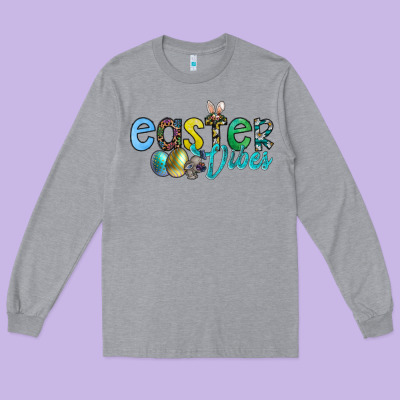 Easter Vibes Long Sleeve Tee Designed By Cowhidedigitalart