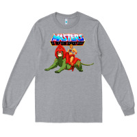 Heather Grey he man and battle cat Long Sleeve Tee - artisFamous