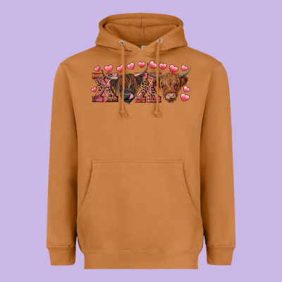 Xoxo Highland Cows Heavyweight Hoodie Designed By Ranaportraitstore