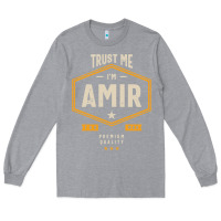 Heather Grey Amir Personalized Name Birthday Gift Long Sleeve Tee - artisFamous