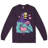 Plum skeletor's hug cat Long Sleeve Tee - artisFamous