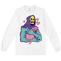 White skeletor's hug cat Long Sleeve Tee - artisFamous