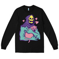 Black skeletor's hug cat Long Sleeve Tee - artisFamous