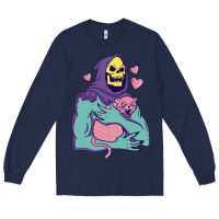 Navy skeletor's hug cat Long Sleeve Tee - artisFamous