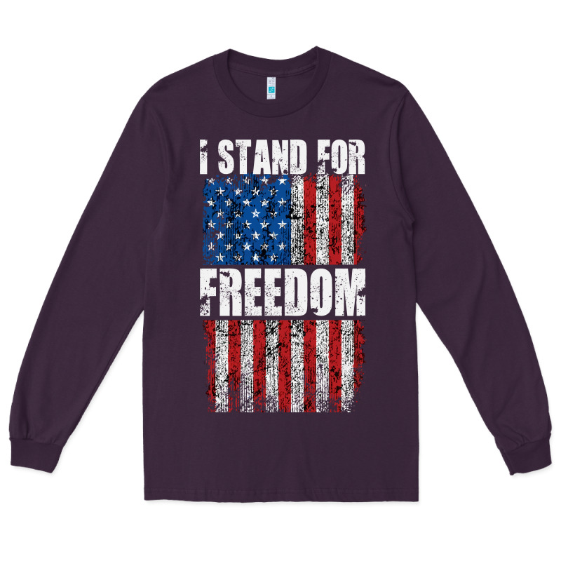 I Stand For Freedom With A Distressed American Flag Long Sleeve Tee by artisFamous | Teevron