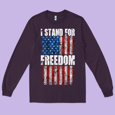 I Stand For Freedom With A Distressed American Flag Long Sleeve Tee Designed By Artisfamous