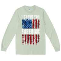 Matcha I STAND FOR FREEDOM WITH A DISTRESSED AMERICAN FLAG Long Sleeve Tee - artisFamous