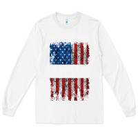 White I STAND FOR FREEDOM WITH A DISTRESSED AMERICAN FLAG Long Sleeve Tee - artisFamous