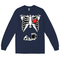 Navy dad skeleton halloween beer pizza Long Sleeve Tee - artisFamous