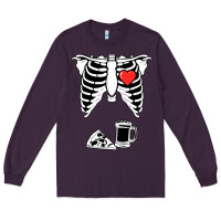 Plum dad skeleton halloween beer pizza Long Sleeve Tee - artisFamous