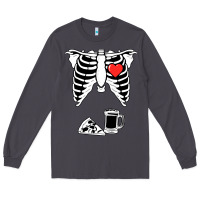 Smoke dad skeleton halloween beer pizza Long Sleeve Tee - artisFamous