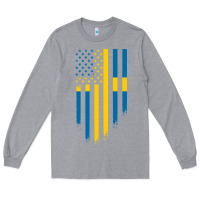 Sweden Swedish Roots American Flag | Canadian Roots Long Sleeve Tee | Teevron