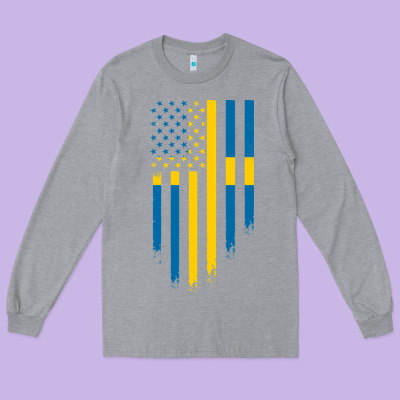 Sweden Swedish Roots American Flag | Canadian Roots Long Sleeve Tee Designed By Artisfamous