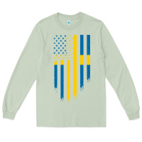 Matcha Sweden Swedish Roots American Flag | Canadian Roots Long Sleeve Tee - artisFamous