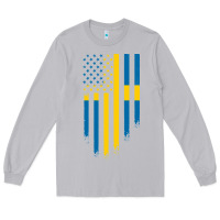 Moon Dust Sweden Swedish Roots American Flag | Canadian Roots Long Sleeve Tee - artisFamous