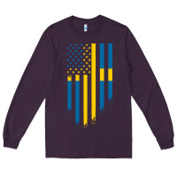 Plum Sweden Swedish Roots American Flag | Canadian Roots Long Sleeve Tee - artisFamous