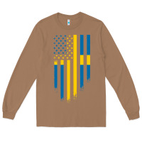 Toasted Coconut Sweden Swedish Roots American Flag | Canadian Roots Long Sleeve Tee - artisFamous
