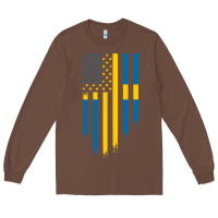 Chestnut Sweden Swedish Roots American Flag | Canadian Roots Long Sleeve Tee - artisFamous