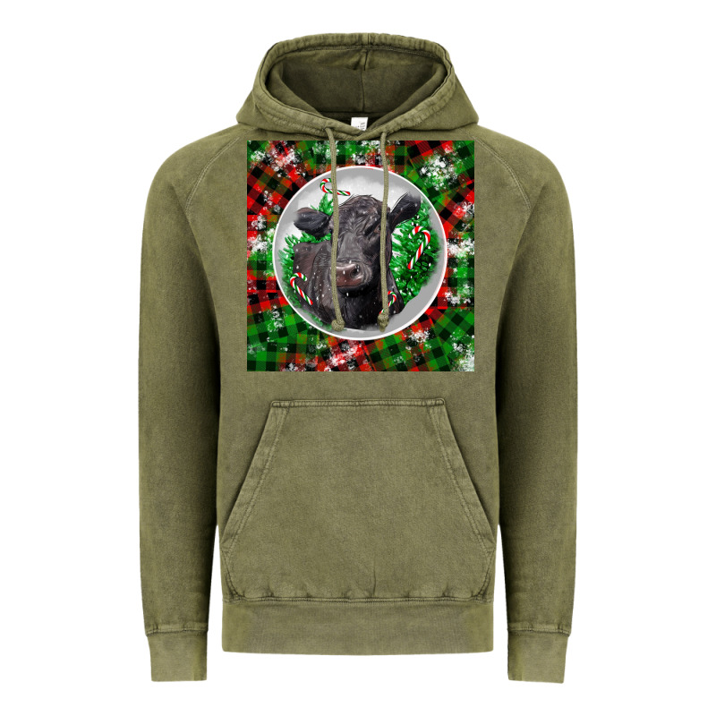 Christmas Black Angus Cow Vintage Hoodie by LillyAllenDesigns | Teevron