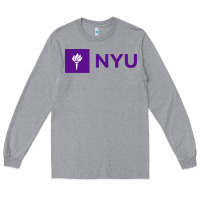 Heather Grey nyu new york university purple Long Sleeve Tee - artisFamous